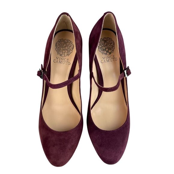 Vince Camuto Women's Joshlynn Mary Jane Pumps 8.5M Burgundy Suede Platform Heels - Picture 2 of 12